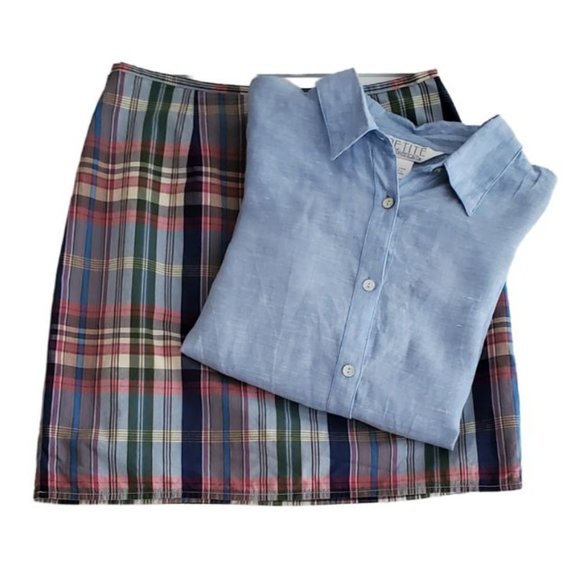 Petite Sophisticate LS Button Up Linen Blouse | NWOT| MP | Chambray Blue - Picture 6 of 14